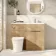 Havana Fluted Country Oak Vanity Basin and Tucson Toilet 1100mm - Chrome Handles - Right Handed