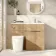 Havana Fluted Country Oak Vanity Basin and Utah Comfort Height Toilet 1100mm Chrome Handles - Right