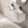Sorrento Fluted Coastal White Double Wall Hung Drawer Vanity with Marble Top & Reno Basin 1200mm
