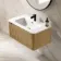 Sorrento Fluted Country Oak Wall Hung Basin Drawer Vanity 800mm