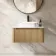 Sorrento Fluted Country Oak Wall Hung Drawer Vanity with Marble Top & Marin Basin 800mm
