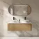 Sorrento Fluted Country Oak Double Wall Hung Drawer Vanity with Marble Top & Nevis Basin 1200mm