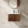 Sorrento Fluted Black Walnut Wall Hung Basin Drawer Vanity 600mm