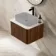 Sorrento Fluted Black Walnut Wall Hung Drawer Vanity with Marble Top 600mm - No Basin