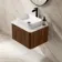 Sorrento Fluted Black Walnut Wall Hung Drawer Vanity with Marble Top & Reno Basin 600mm