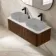Sorrento Fluted Black Walnut Double Wall Hung Drawer Vanity with Marble Top 1200mm - No Basin