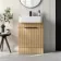 Sicily Fluted Country Oak Vanity with Semi Recessed Basin 600mm - Black Accents
