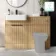 Sicily Fluted Country Oak Basin Vanity and Toilet Unit 1200mm (No Toilet) - Black Accents