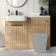 Sicily Fluted Country Oak Basin Vanity and Toilet Unit 1200mm (No Toilet) - Black Accents - Left