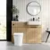 Sicily Fluted Country Oak Vanity Basin and Tucson Toilet 1200mm - Black Accents - Right Handed