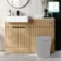Sicily Fluted Country Oak Basin Vanity Marble Top & Toilet Unit 1200mm (No Toilet) - Black Accents