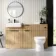 Sicily Fluted Country Oak Combination Vanity Basin and Miami Toilet 1500mm - Black Accents