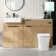 Sicily Fluted Country Oak Vanity Basin with Marble Top & Houston Toilet 1500mm - Black Accents