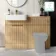 Sicily Fluted Country Oak Basin Vanity and Toilet Unit 1200mm (No Toilet) - Brass Accents