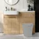 Sicily Fluted Country Oak Basin Vanity and Toilet Unit 1200mm (No Toilet) - Brass Accents - Left