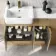 Sicily Fluted Country Oak Vanity Basin with Marble Top 1500mm (No Toilet) - Brushed Brass Accents