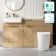 Sicily Fluted Country Oak Vanity Basin Marble Top & Utah Comfort Height Toilet 1500mm Brass Accents