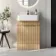 Sicily Fluted Country Oak Vanity with Semi Recessed Basin 600mm - Chrome Handles