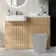 Sicily Fluted Country Oak Basin Vanity and Toilet Unit 1200mm (No Toilet) - Chrome Handles - Left