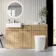 Sicily Fluted Country Oak Vanity Basin Marble Top & Utah Comfort Height Toilet 1500mm