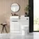 Sicily Fluted Coastal White Combination Vanity Basin and Miami Toilet 1000mm - Black Accents