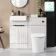 Sicily Fluted Coastal White Vanity Basin with Marble Top & Tucson Toilet 1000mm - Black Accents