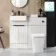 Sicily Fluted Coastal White Vanity Basin with Marble Top & Houston Toilet 1000mm - Black Accents
