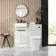 Sicily Fluted Coastal White Vanity Basin with Marble Top & Houston Toilet 1000mm - Black Accents