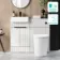 Sicily Fluted Coastal White Vanity Basin Marble Top & Utah Comfort Toilet 1000mm - Black Accents