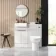 Sicily Fluted Coastal White Vanity with Semi Recessed Basin 500mm - Brushed Brass Accents