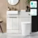 Sicily Fluted Coastal White Vanity Basin Marble Top & Utah Comfort Toilet 1000mm - Brass Accents