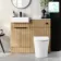 Sicily Fluted Country Oak Vanity Basin with Marble Top & Tucson Toilet 1000mm - Black Accents