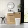 Sicily Fluted Country Oak Vanity Basin with Marble Top & Houston Toilet 1000mm - Black Accents