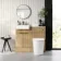 Sicily Fluted Country Oak Vanity Basin Marble Top & Utah Comfort Toilet 1000mm - Brass Accents