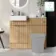 Sicily Fluted Country Oak Basin Vanity Marble Top & Toilet Unit 1000mm (No Toilet) - Chrome Handles
