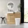Sicily Fluted Country Oak Vanity Basin with Marble Top & Houston Toilet 1000mm - Chrome Handles