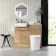 Sicily Fluted Country Oak Vanity Basin Marble Top & Utah Comfort Height Toilet 1000mm