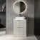 Crete Fluted Linen White Vanity Drawer with Marble Top & Reno Basin 600mm
