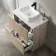 Crete Fluted Apex Oak Vanity Drawer with Marble Top & Marin Basin 800mm