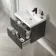 Crete Fluted Charcoal Elm Wall Hung Basin Drawer Vanity 600mm