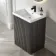 Crete Fluted Charcoal Elm Basin Vanity 600mm