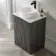 Crete Fluted Charcoal Elm Vanity with Marble Top & Nevis Basin 600mm