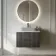 Crete Fluted Charcoal Elm Wall Hung Drawer Vanity with Marble Top 800mm - Excludes Counter Top Basin