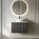 Crete Fluted Charcoal Elm Wall Hung Drawer Vanity with Marble Top & Nevis Basin 800mm