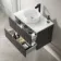 Crete Fluted Charcoal Elm Wall Hung Drawer Vanity with Marble Top & Nevis Basin 800mm