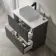 Crete Fluted Charcoal Elm Vanity Drawer with Marble Top 800mm - Excludes Counter Top Basin