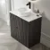 Crete Fluted Charcoal Elm Vanity Drawer with Marble Top & Nevis Basin 800mm