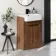 Sicily Fluted Black Walnut Vanity with Semi Recessed Basin 600mm - Black Accents