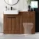 Sicily Fluted Black Walnut Basin Vanity and Toilet Unit 1200mm (No Toilet) - Black Accents