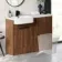 Sicily Fluted Black Walnut Basin Vanity and Toilet Unit 1200mm (No Toilet) - Black Accents - Left